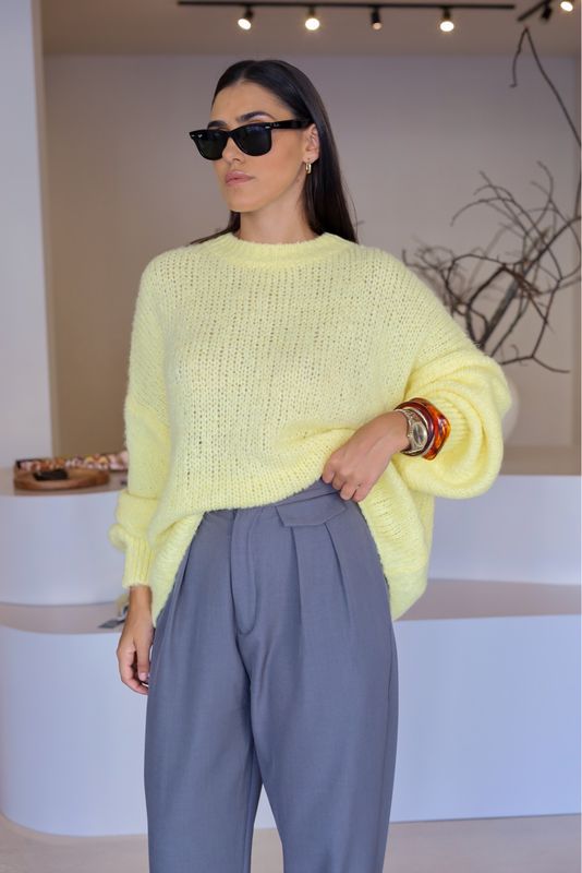 CAMISOLA DE MALHA AMARELO PASTEL