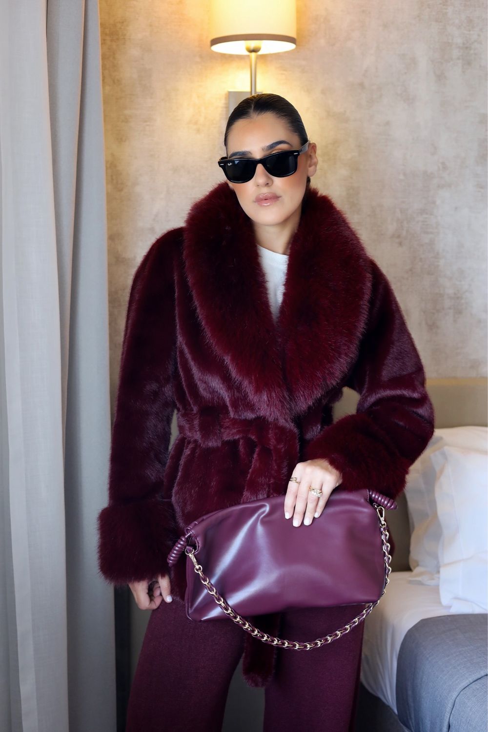 CASACO DE PELO BORDÔ