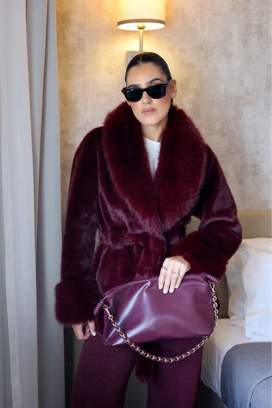 CASACO DE PELO BORDÔ