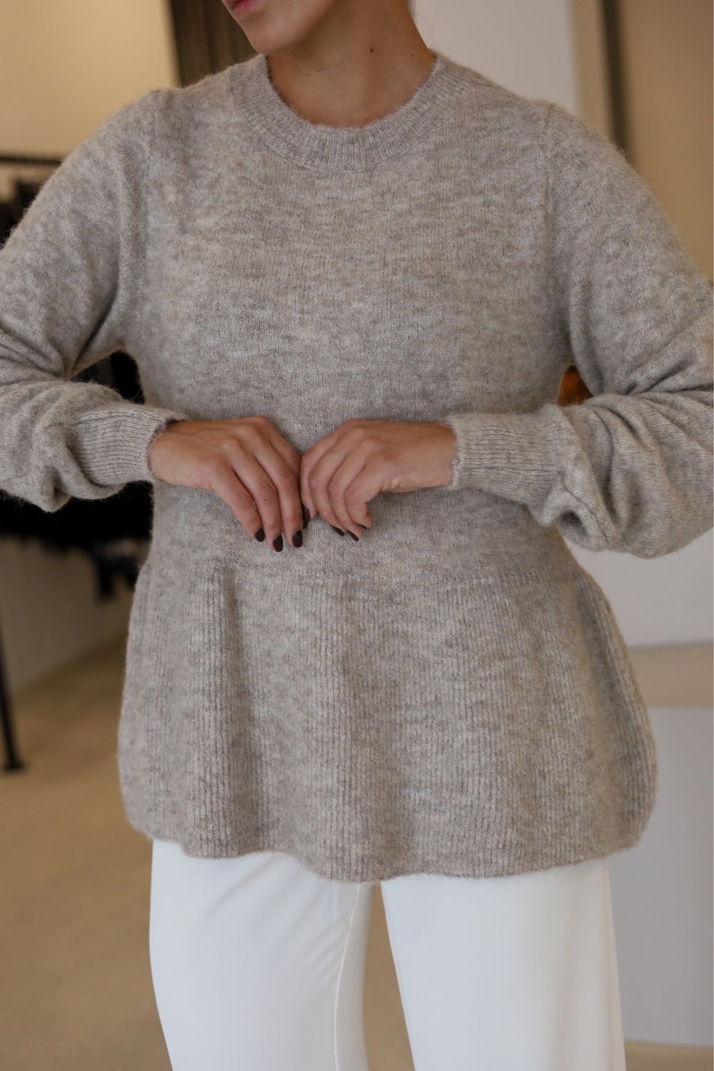 CAMISOLA DE MALHA AREIA