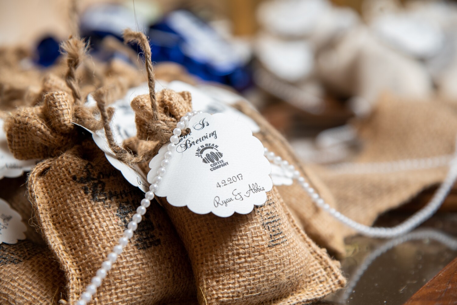 50 Wedding Coffee Favors with Custom Tag