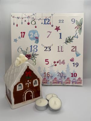 Kalendarz adwentowy - sojowe woski zapachowe &amp; brązowy domek