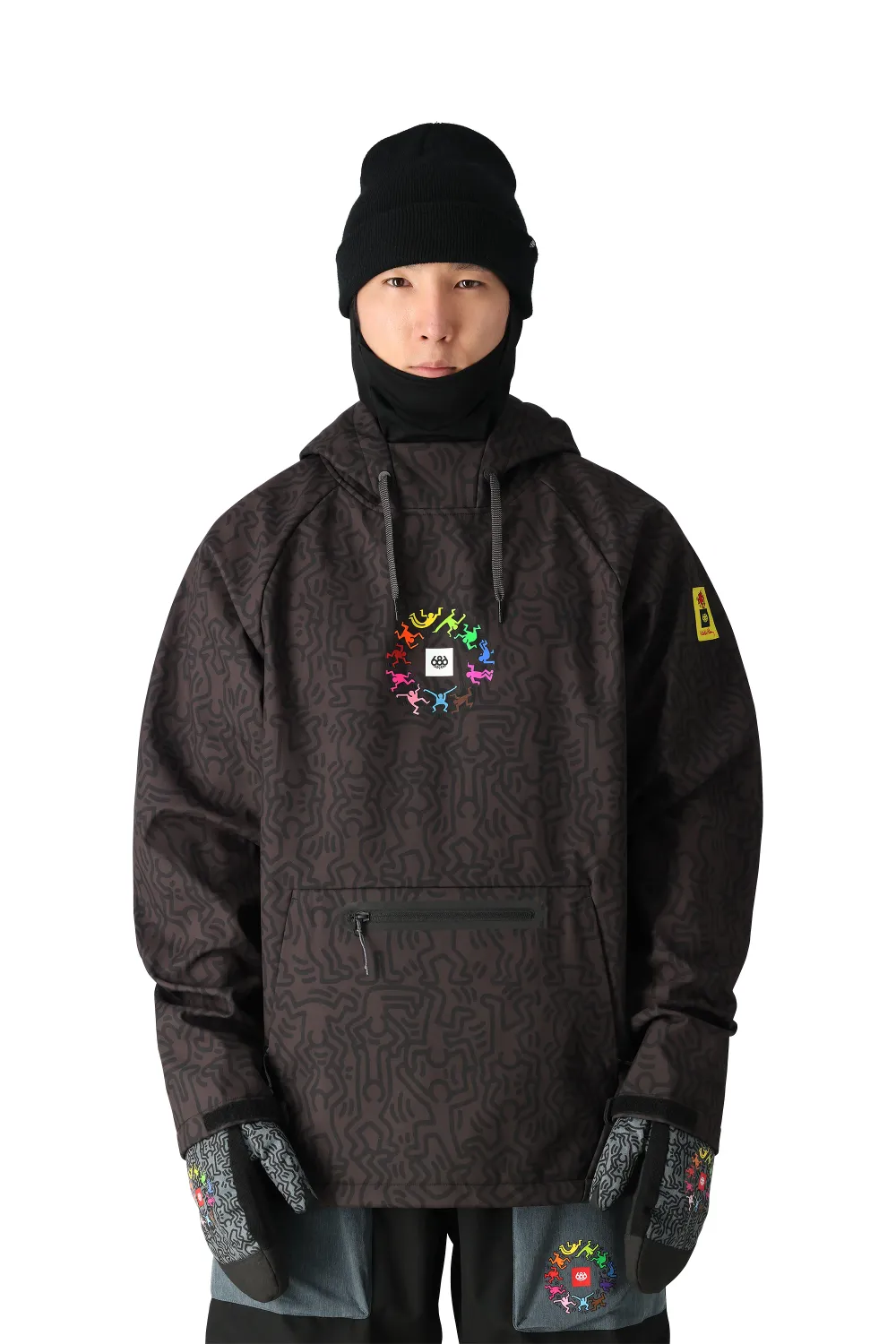 686 Men&#39;s Waterproof Hoody, Color: Keith Haring Black, Size: M