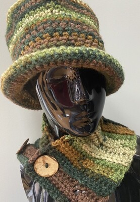 Camo Bucket Crochet Hat & Scarf Set Camo Bucket Crochet Hat & Scarf Set