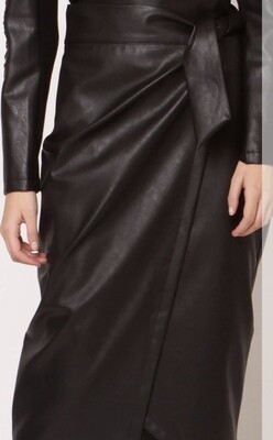Faux Leather Wrap Skirt
