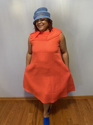 Twisted Linen Dress Orange