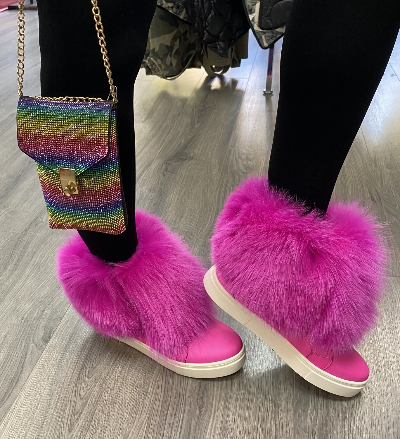 Genuine Fox & Leather Sneaker Pink