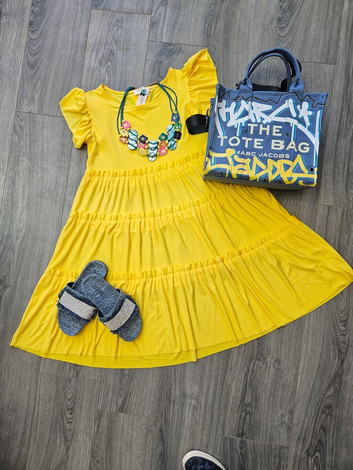 Tiered Babydoll Dress - Yellow