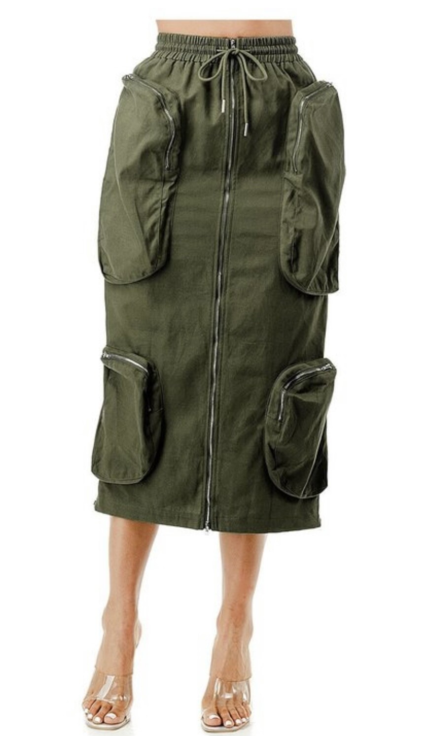 Olive Cargo Skirt