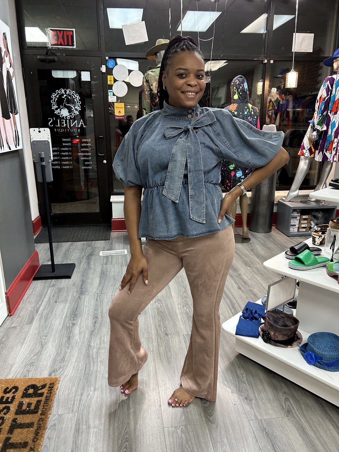 Suede High Waisted Bootcut Pants - Mauve
