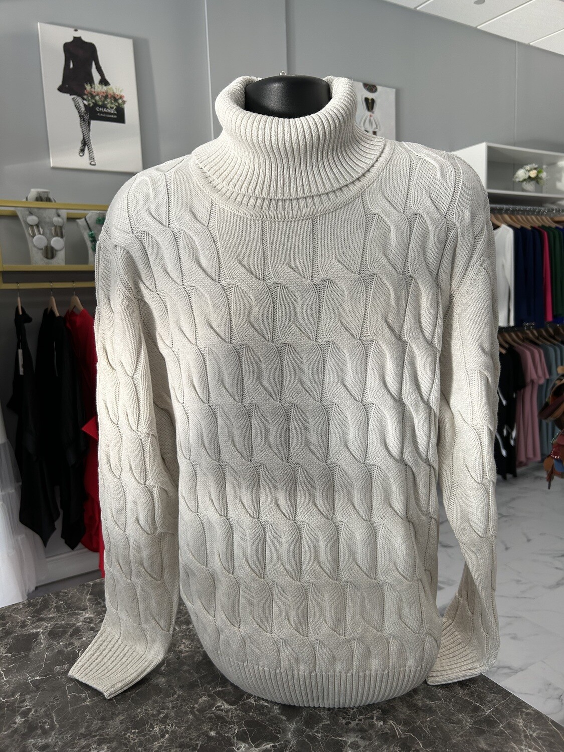 Men Off White Sweater