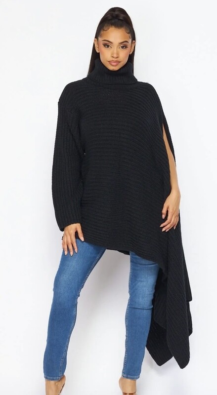 One Sleeve Open Shoulder Poncho