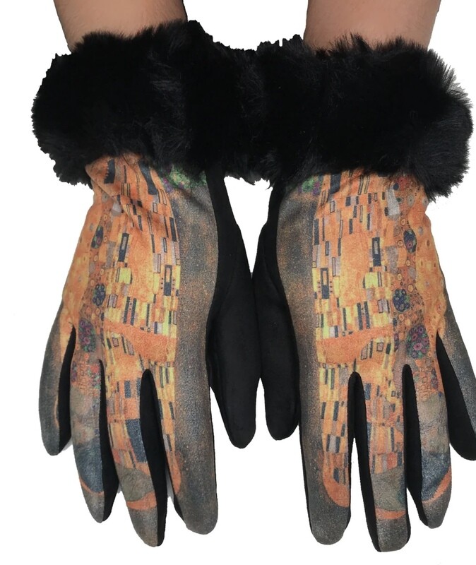 Faux Fur Orange Gloves