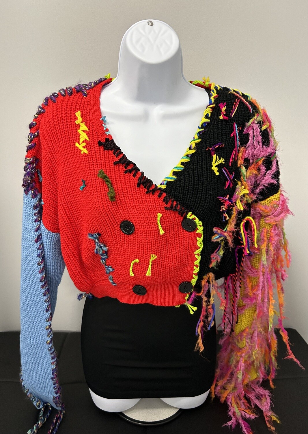 Colorblock & Fringes Sweater