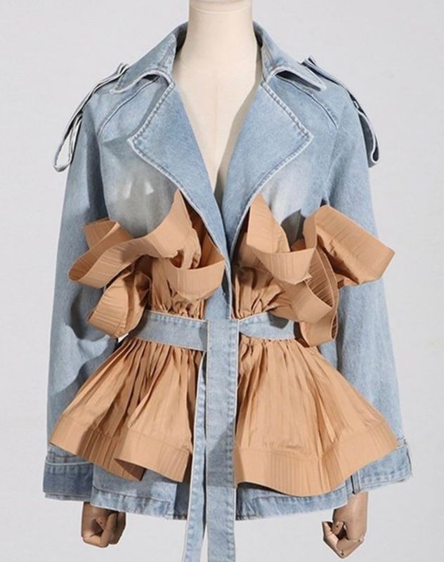 Denim-n-Khaki Peplum Jacket