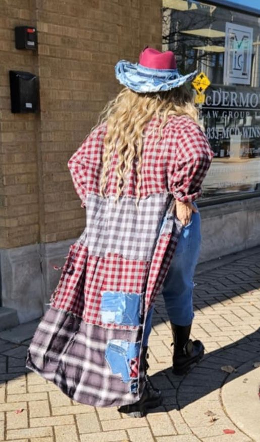 Squared up in Red Plaid Duster