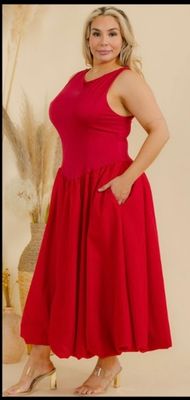 Blossom &amp; Balloon Dress - Red