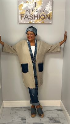 Stripe-N-Denim Cardigan