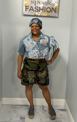 Distressed Camo Shorts