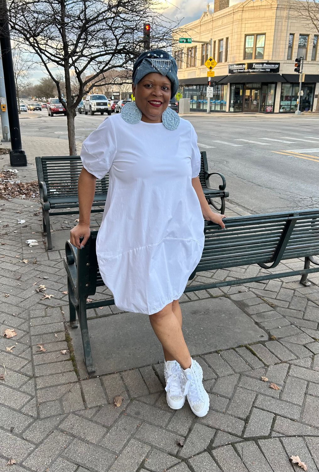 Bubble Midi Dress - White
