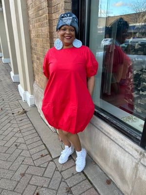Bubble Midi Dress - Red