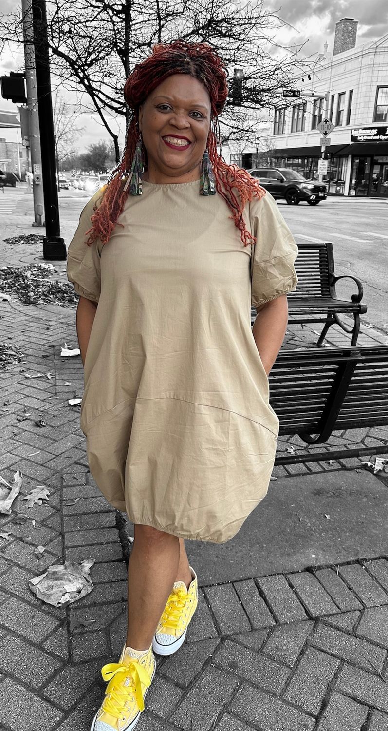 Bubble Midi Dress - Taupe