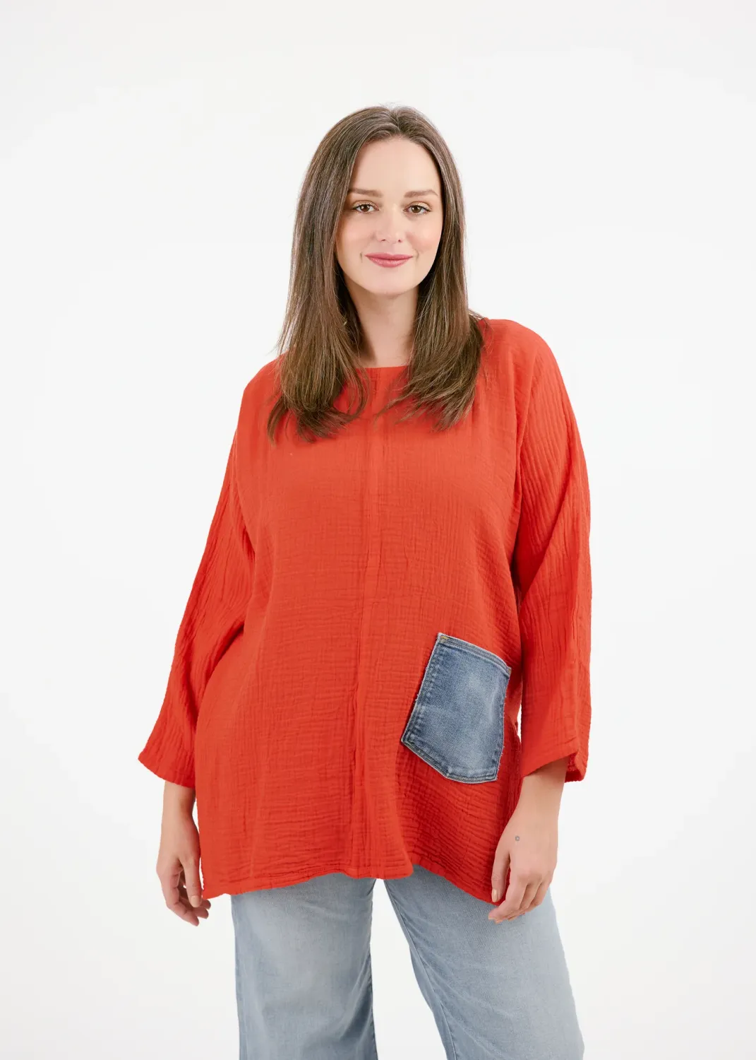 Oversized 1 Pocket Linen Top