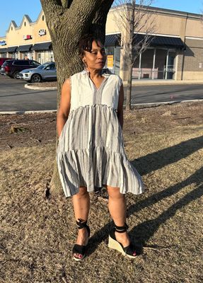 Black Stripe Tank Dress