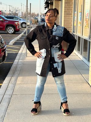 Black Denim Patchwork Jacket