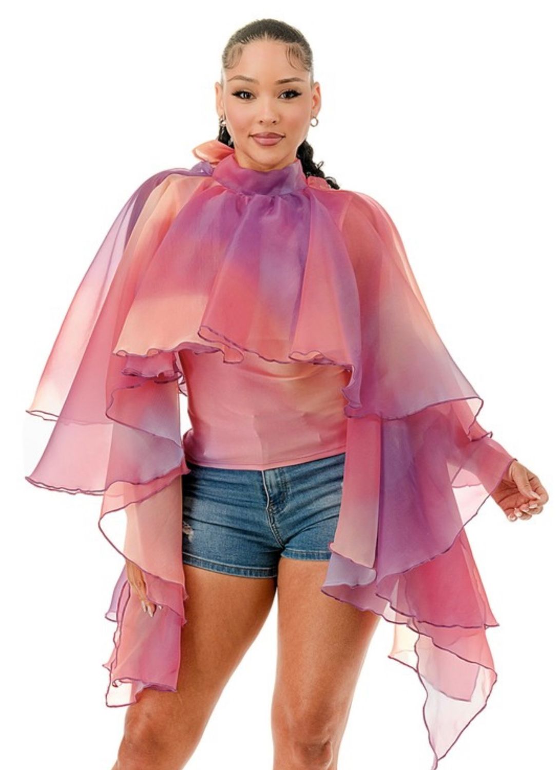 Organza Ruffle Top - Purple