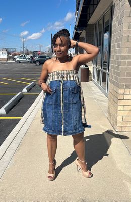 Denim Plaid Convertible Dress/Skirt