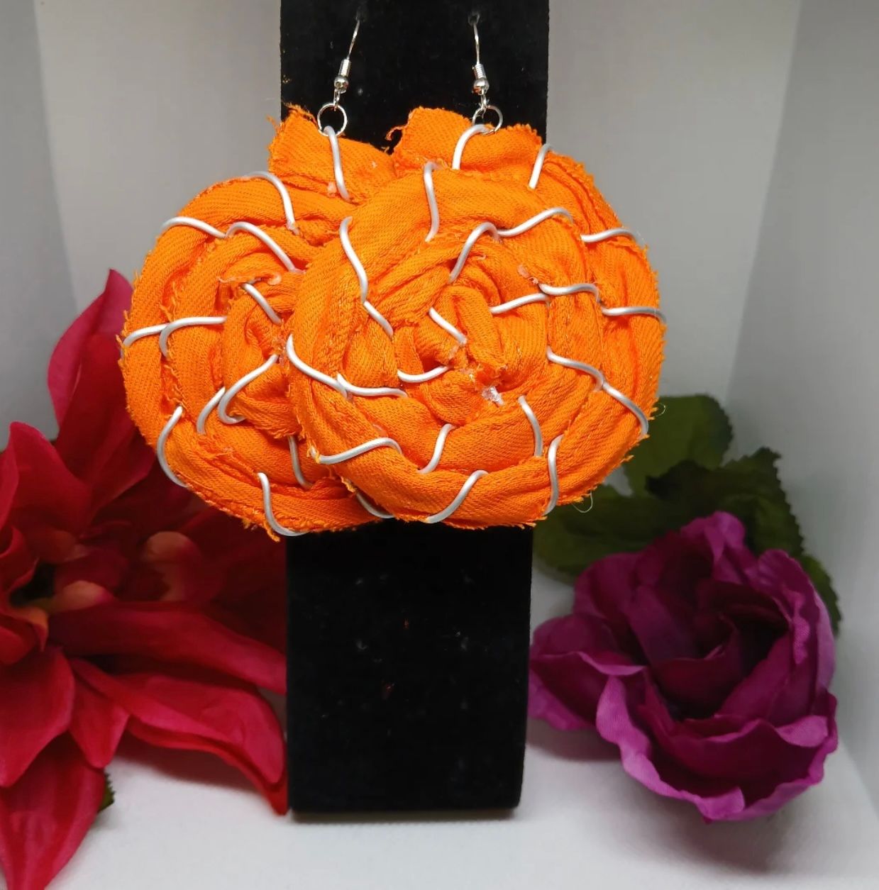 Circular Wired Denim Earrings