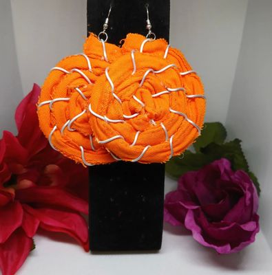 Circular Wired Denim Earrings