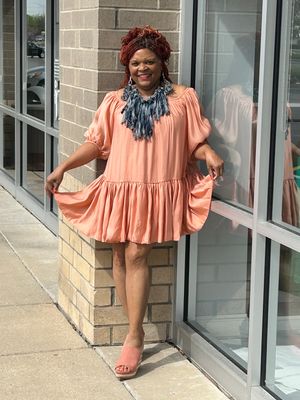Puff Sleeve Midi Dress