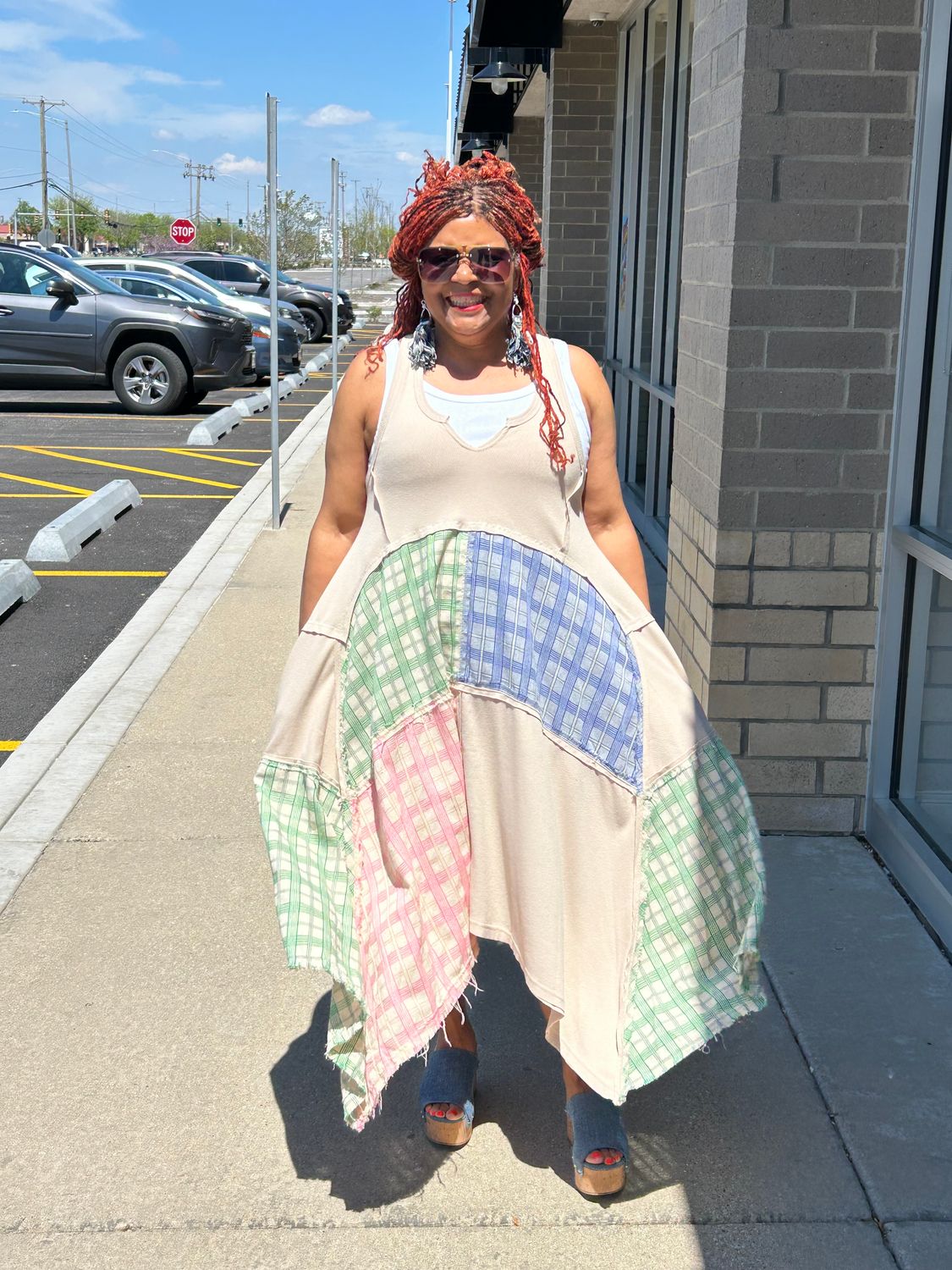 Patchwork Racerback Tank Dress