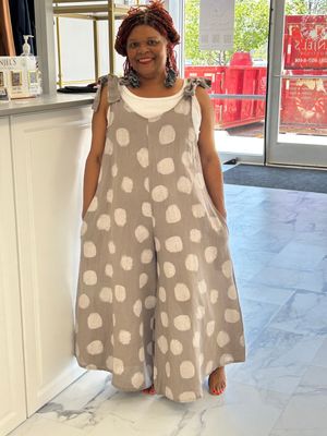 Linen Polka Dot Jumpsuit