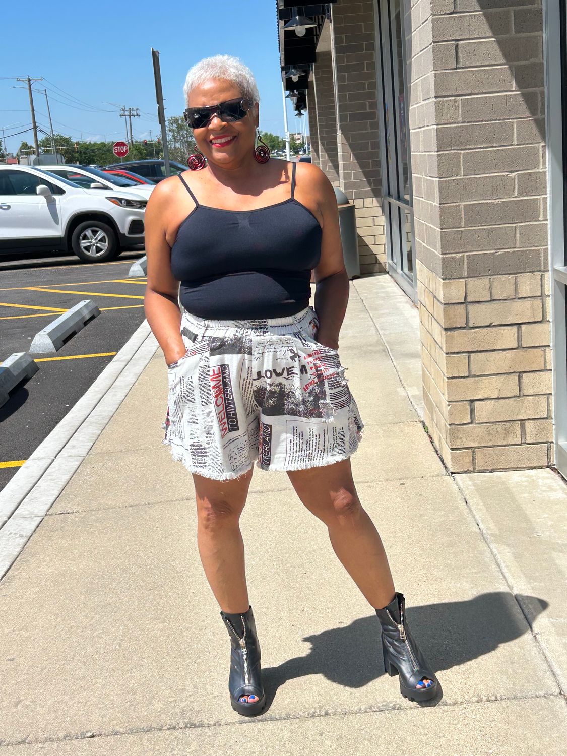 Distressed Newsprint Shorts