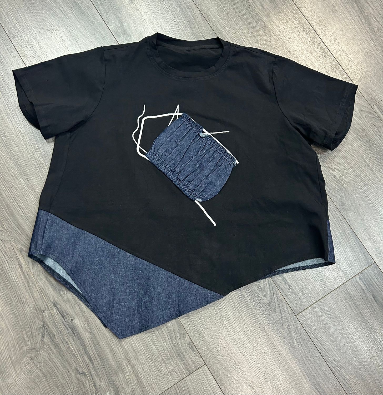 Denim Patch Top