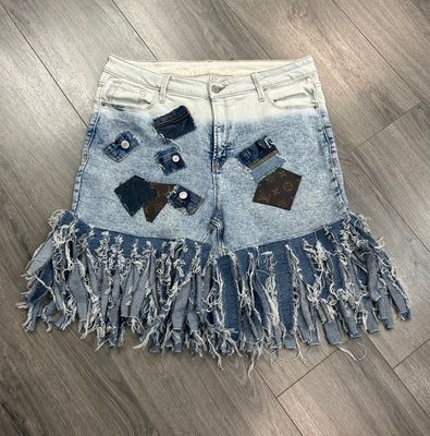 LV Fringe Distressed Shorts