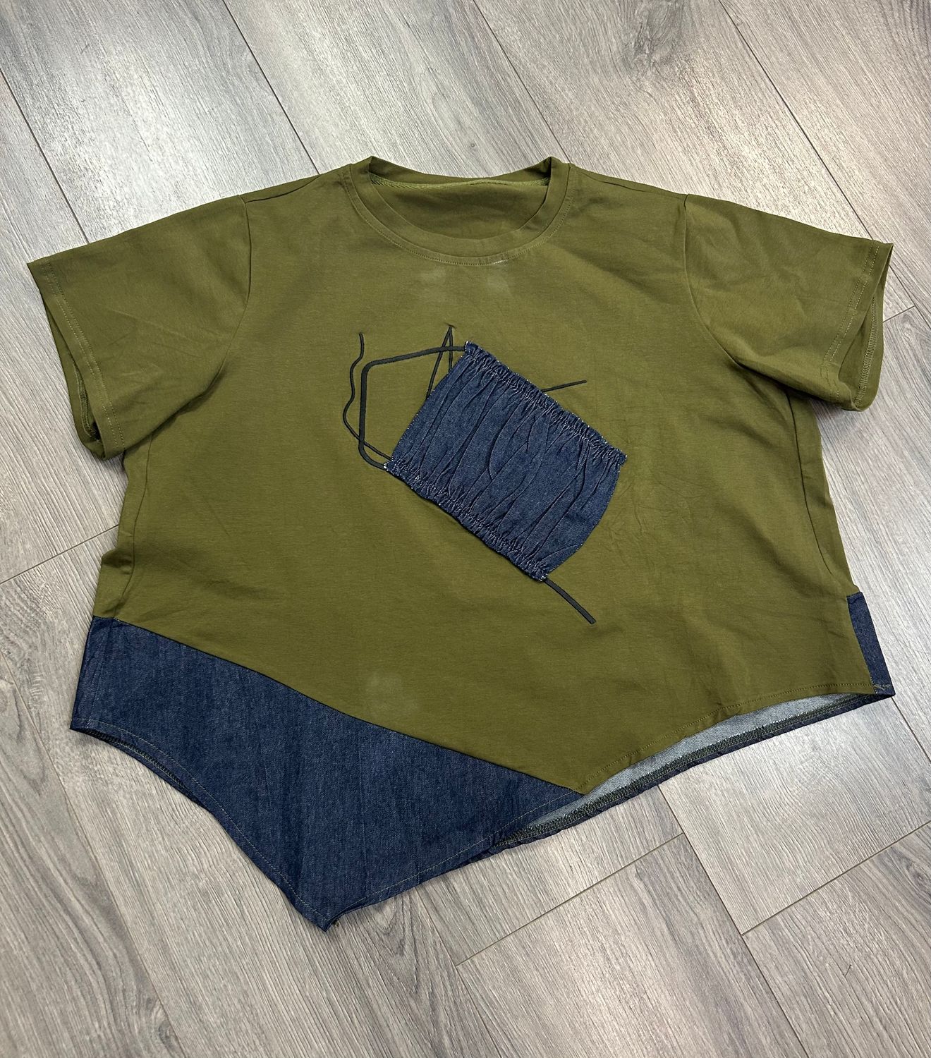 Denim Patch Top