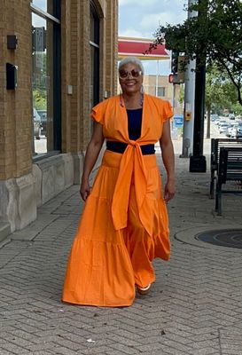 Linen Top &amp; Pant Set - Orange