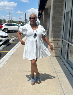 White Ruffle Tiered Babydoll Dress