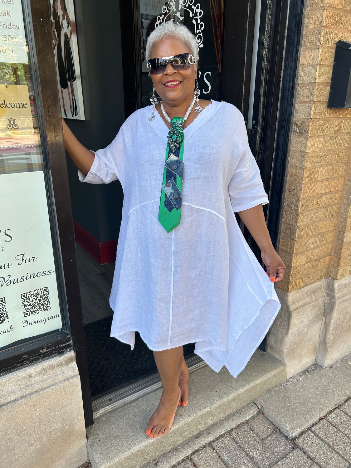 Linen Asymmetrical Tunic Dress
