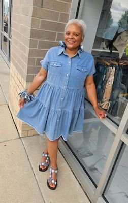 Denim Tiered Babydoll Dress