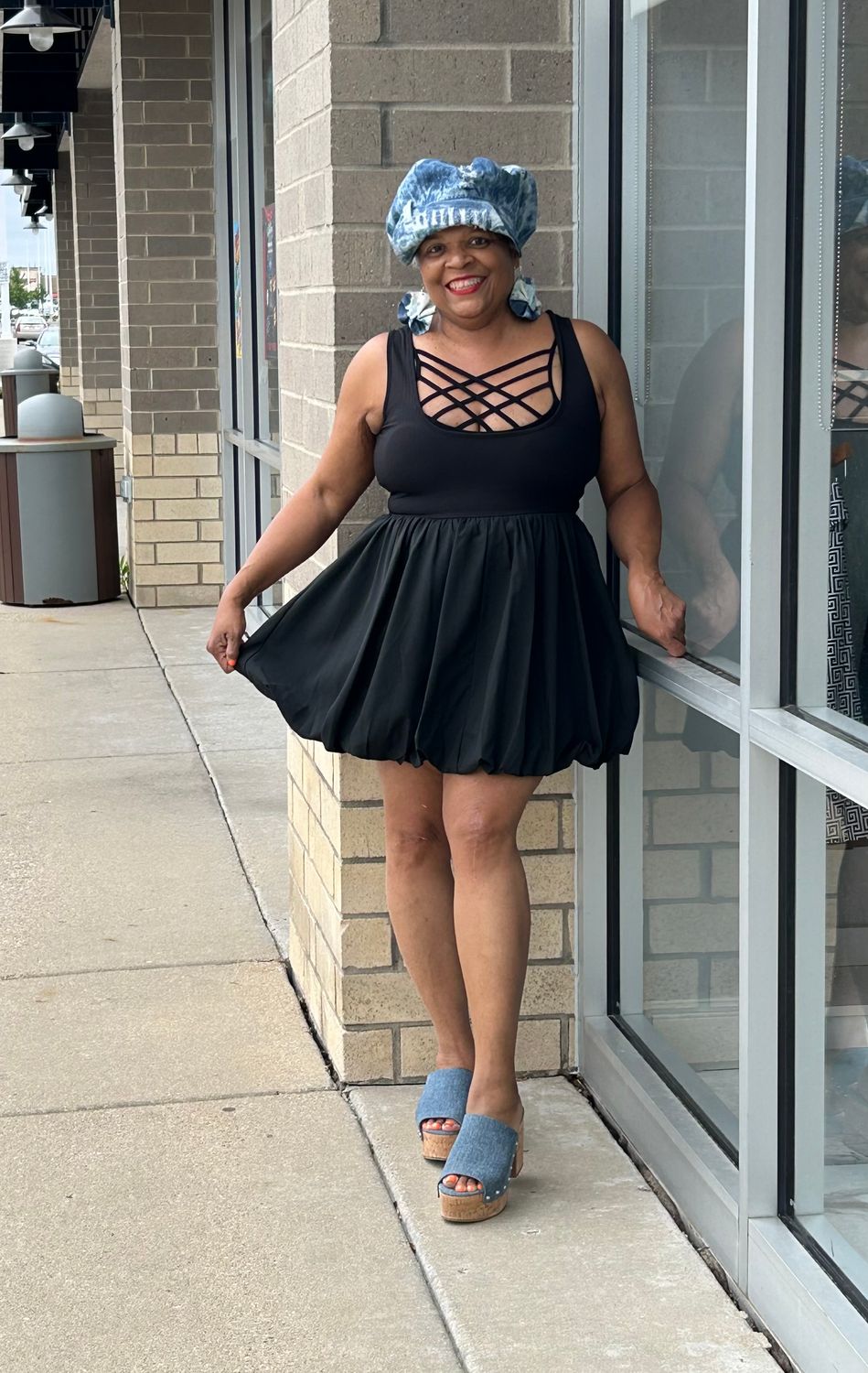 Ribbed Bodice Flare Dress