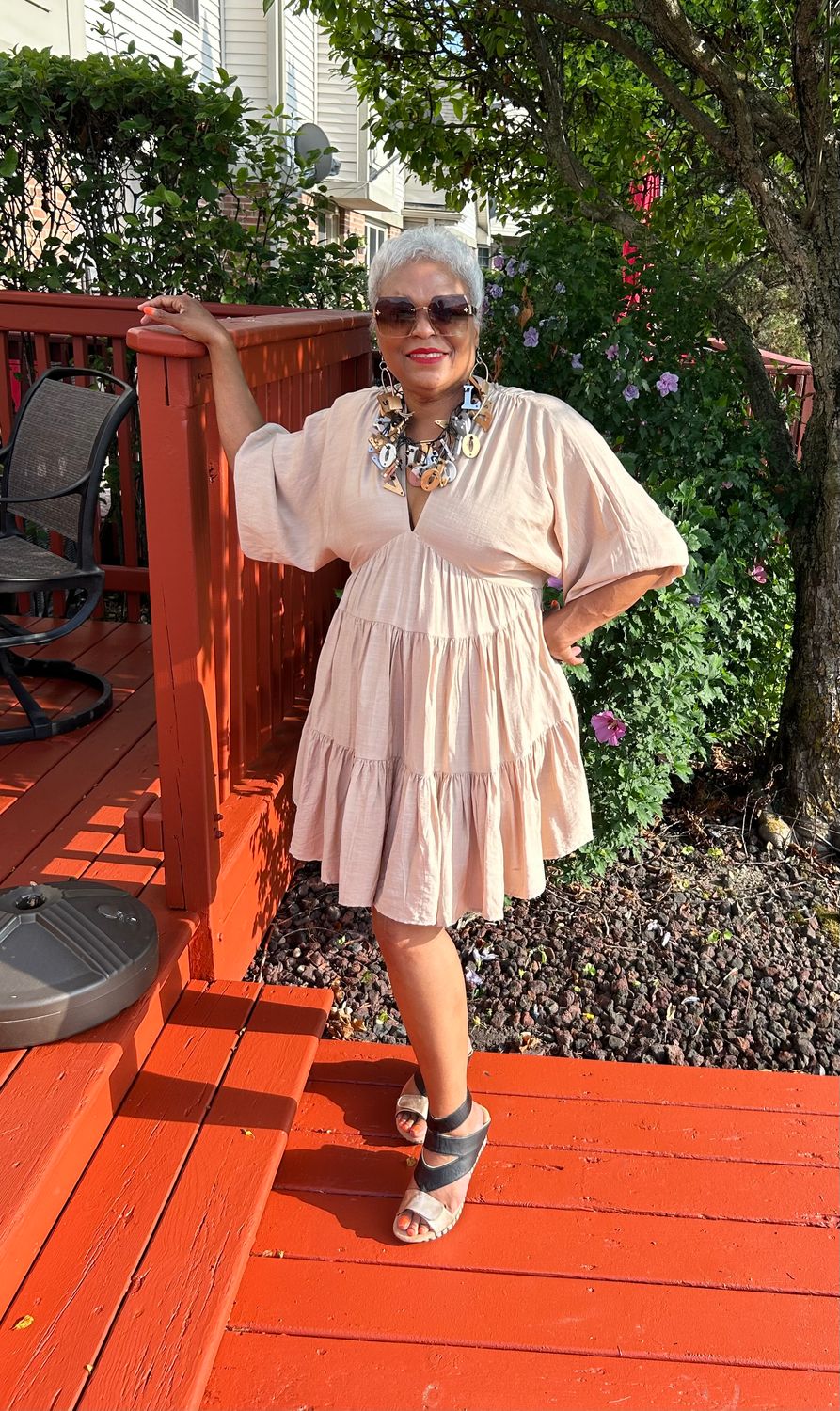 Tiered Babydoll Dress - Beige