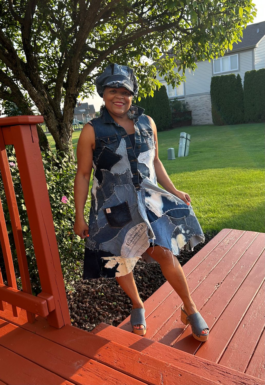 Upcycled Denim Patchwork Vest/Dress