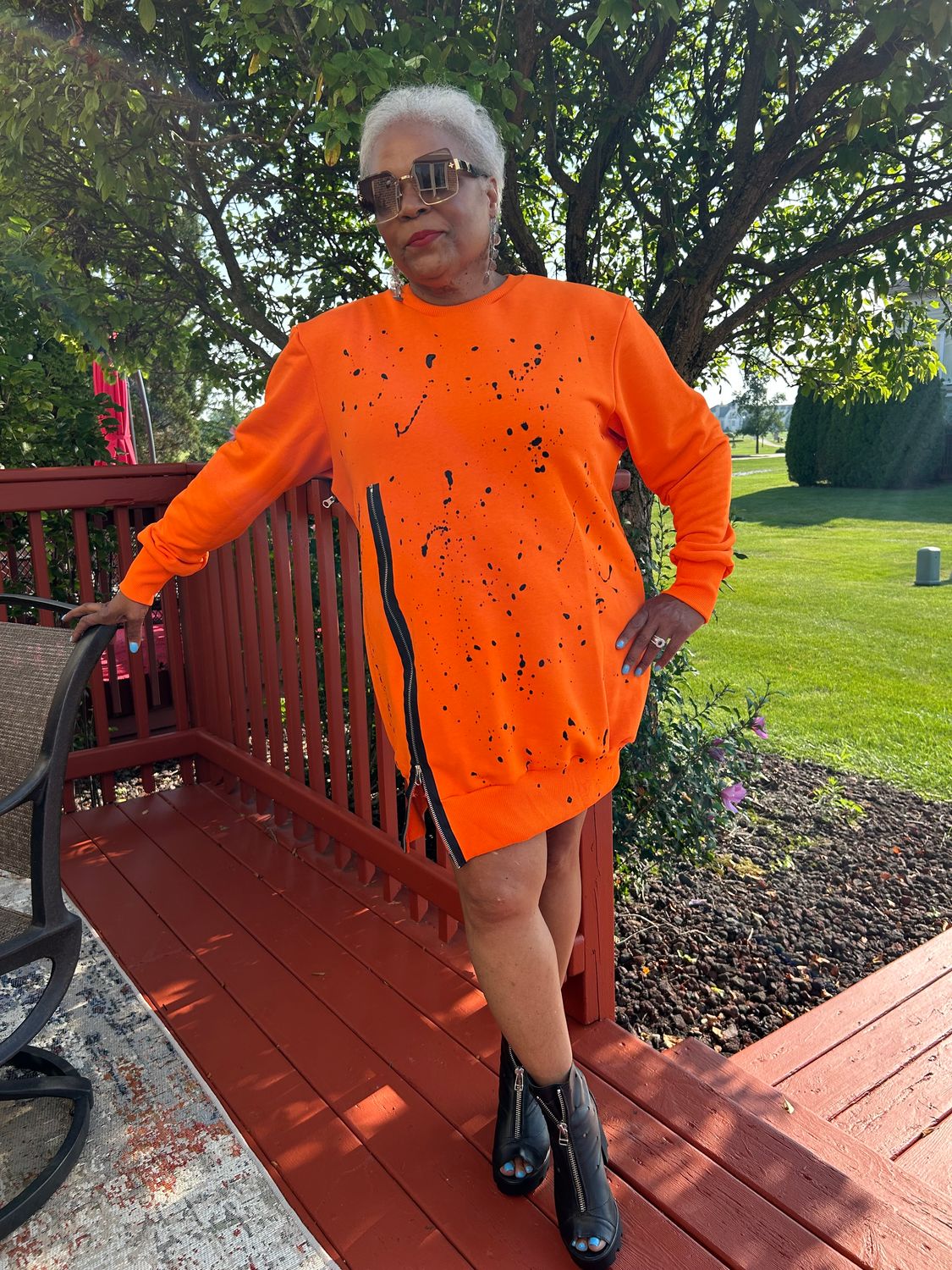 Urban Muse Zipper Dress - Orange