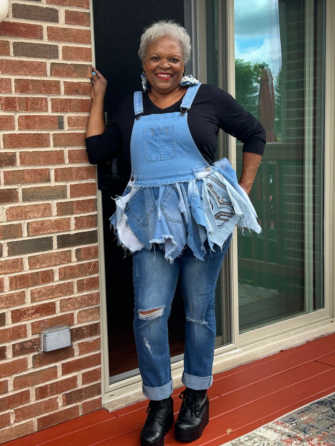 Denim Overall Peplum Top
