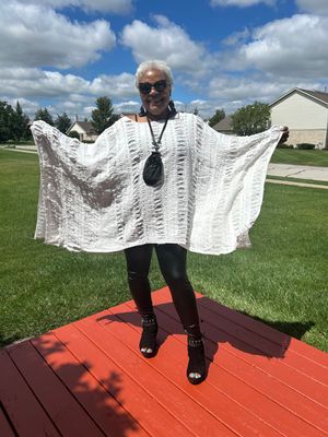 Ripped Denim Oversize Poncho